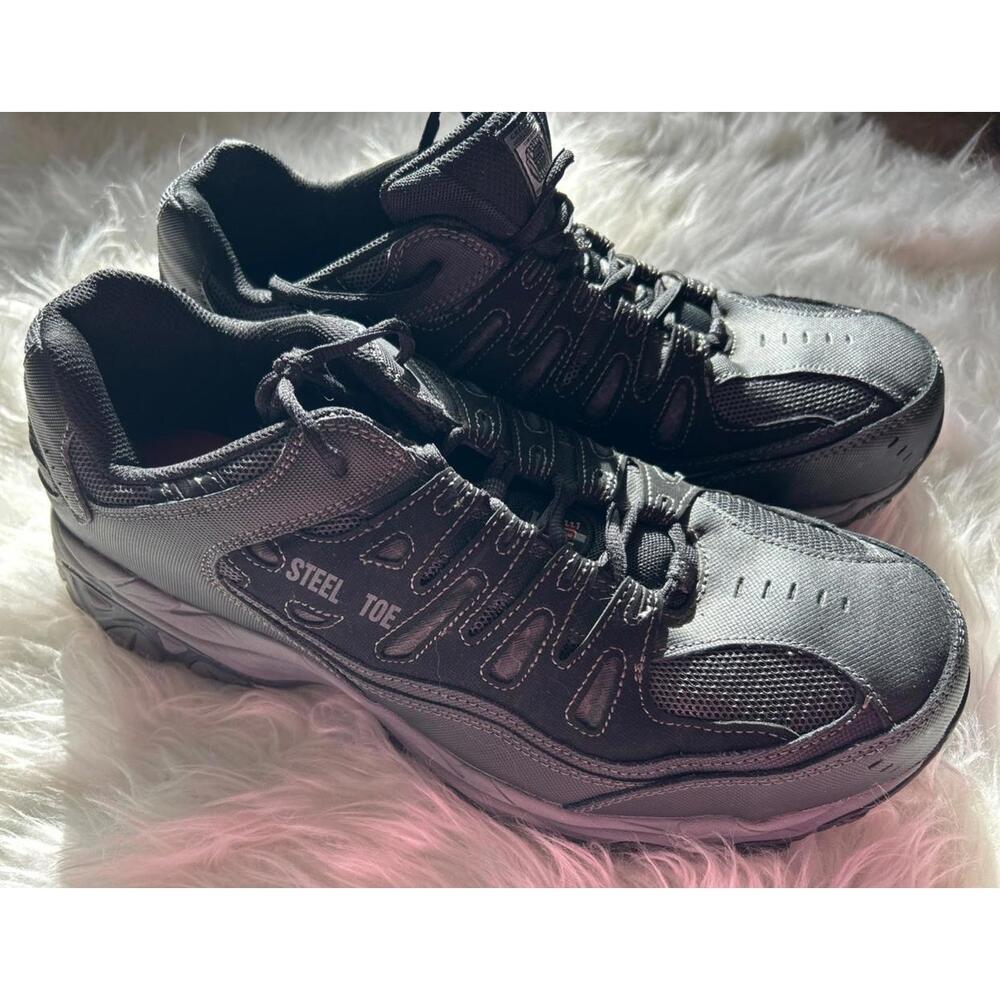 Skechers Cankton 77055/BKCC Men’s Steel Toe Work Shoe Black/ Charcoal Size 13